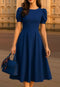 Elchic Soft Waist Puff Sleeve Midi Dress
