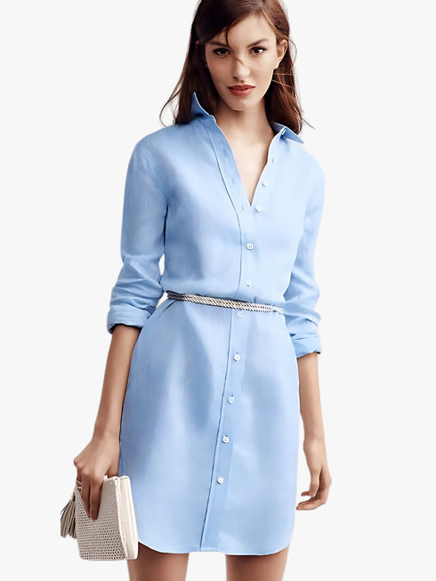 Elchic Linen Blue Shirt Dress