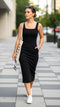 Elchic Effortless Elegance Black Ribbed Tank Midi Dress