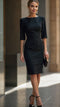 Elchic Elegant Black Half Sleeve Fitted Pencil Dress