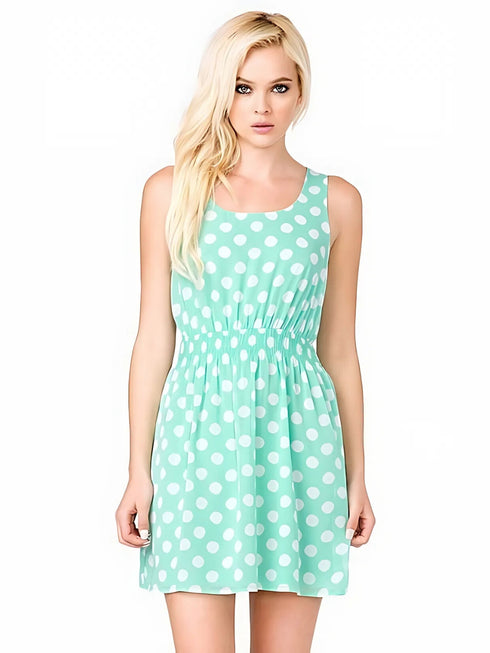 Elchic Polka Dot Smock Waist Mini Dress