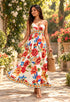 Elchic Tropical Floral Print Spaghetti Strap Maxi Dress