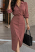 Elchic Mauve Collared Shirt and Skirt Pair Set