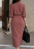 Elchic Mauve Collared Shirt and Skirt Pair Set