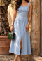 Elchic Front Buttoned Blue Midi Dress