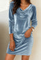 Elchic Icy Blue Velvet Mini Dress