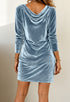 Elchic Icy Blue Velvet Mini Dress