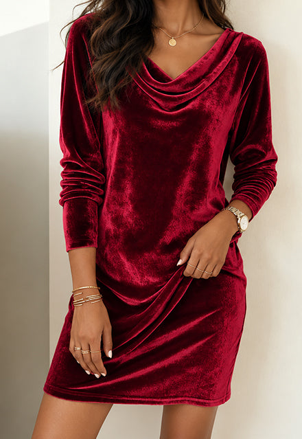 Elchic Cowl Neck Velvet Dress