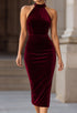 Elchic Velvet Halter Midi Dress