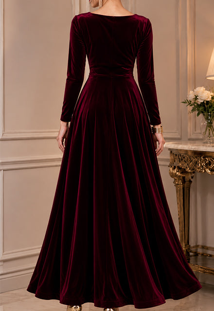 Elchic High Waist Sweet Heart Neck Velvet Dress