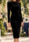 Elchic Black Velvet Bodycon Dress