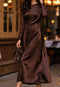 Elchic A Line Coffee Brown Satin Dress