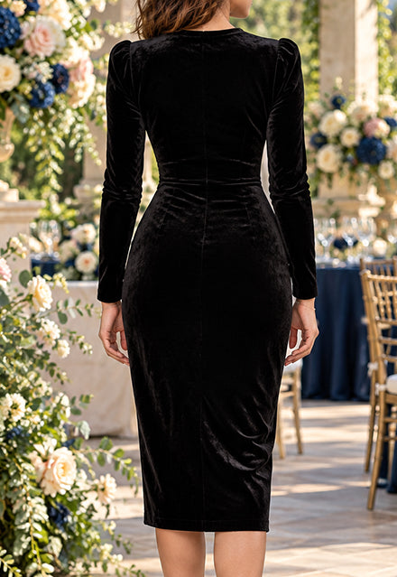 Elchic Black Velvet Bodycon Dress