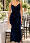 Elchic Ruched Navy Blue Velvet Dress