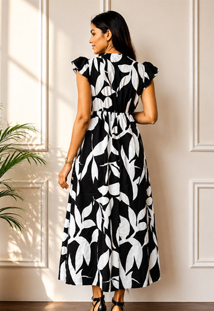 Elchic Leaf Print Wrap Dress