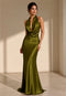 Elchic Olive Backless Satin Dress