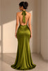Elchic Olive Backless Satin Dress