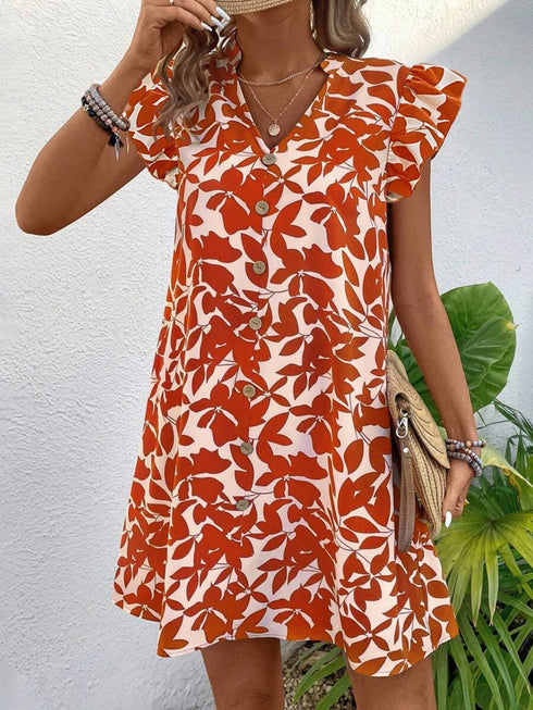Elchic Cap Sleeves Printed Mini Dress