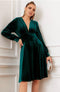 Elchic Velvet Flounce Sleeves Tunic Mini Dress