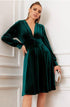 Elchic Velvet Flounce Sleeves Tunic Mini Dress