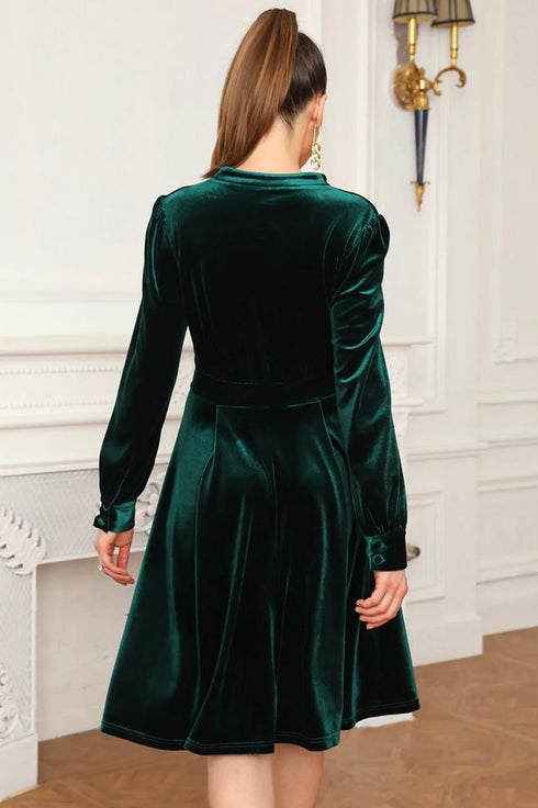 Elchic Velvet Flounce Sleeves Tunic Mini Dress