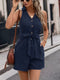 Elchic Linen Romper Belted Sleeveless Jumpsuit