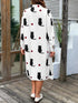 Elchic Wild Whimsy Cat Print Full Sleeves Mini Dress