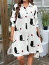 Elchic Wild Whimsy Cat Print Full Sleeves Mini Dress