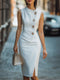 Elchic Sleeveless Asymmetric Buttoned Slit Bodycon Dress