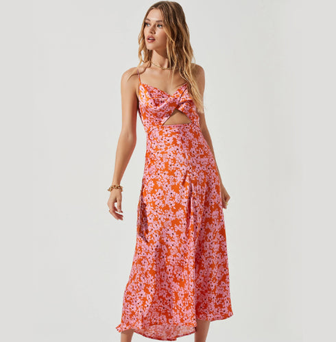 Floral Cut-out Midi Dress