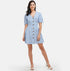 White & Blue Striped Cotton A-Line Dress