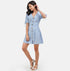White & Blue Striped Cotton A-Line Dress
