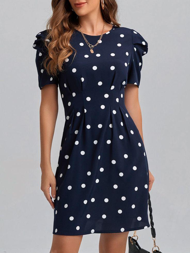 princess polly baby blue dress High Neck Dress Navy Swiss Dot  NeverAWallflower